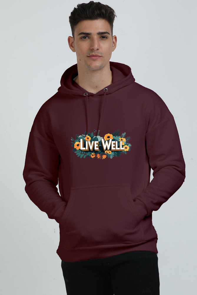 Live Well Printed Oversized Hooded Sweatshirt