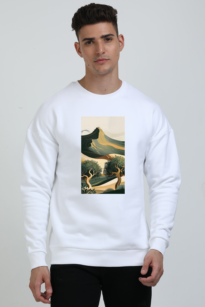Tranquil Mediterranean Landscape Oversized Sweatshirt