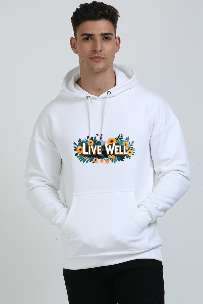 Live Well Printed Oversized Hooded Sweatshirt