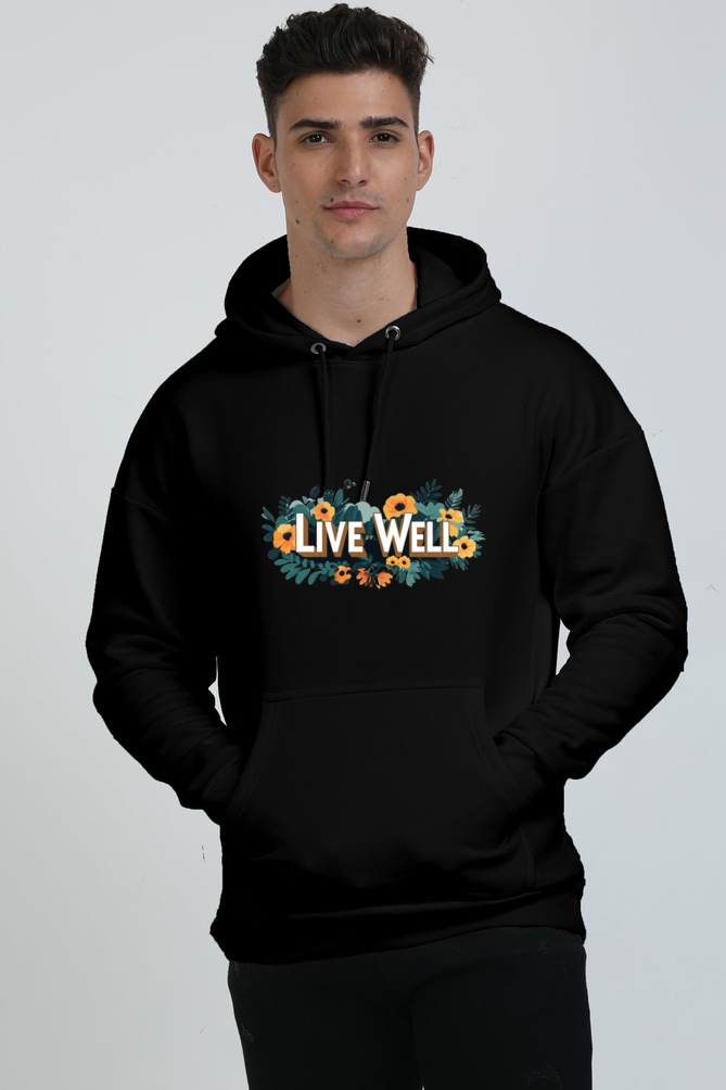 Live Well Printed Oversized Hooded Sweatshirt