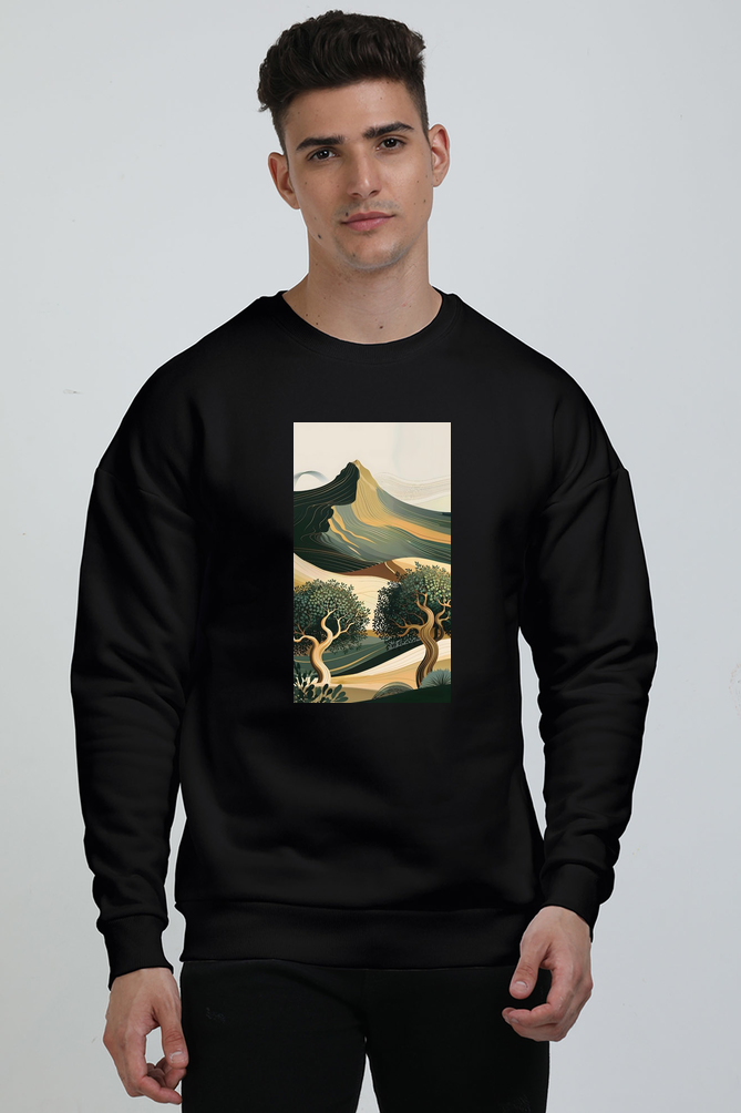 Tranquil Mediterranean Landscape Oversized Sweatshirt