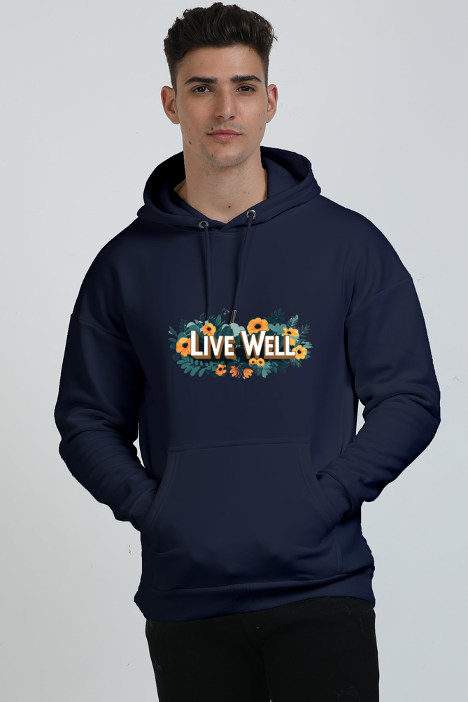 Live Well Printed Oversized Hooded Sweatshirt