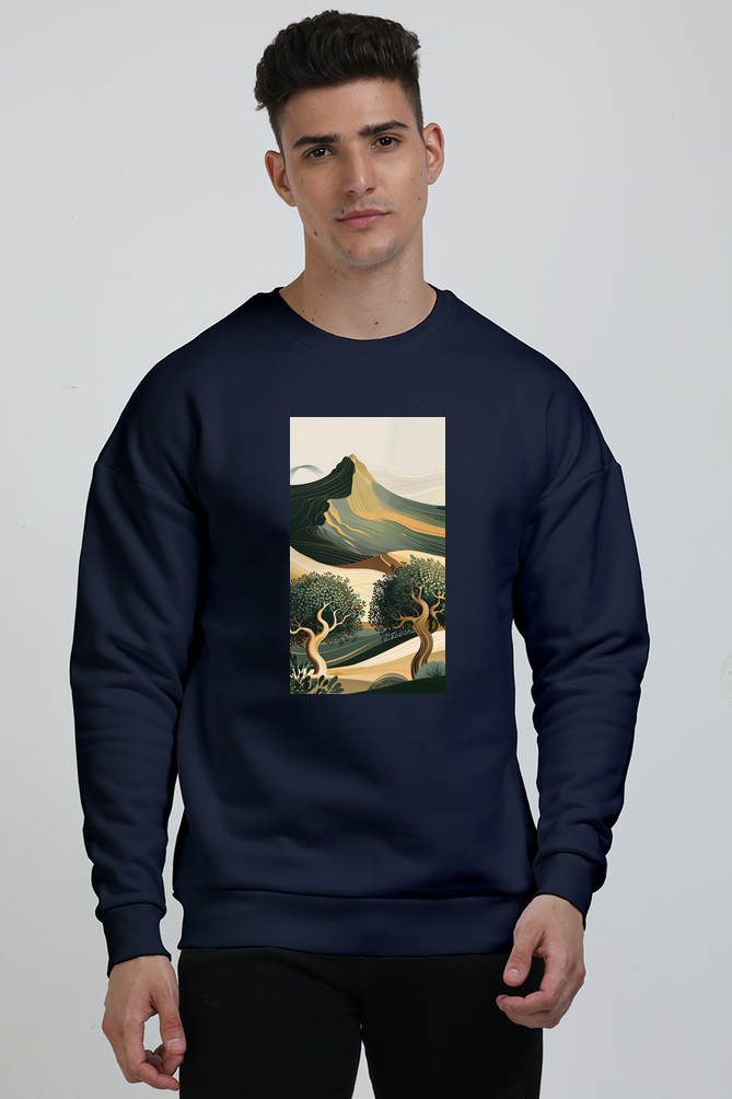 Tranquil Mediterranean Landscape Oversized Sweatshirt
