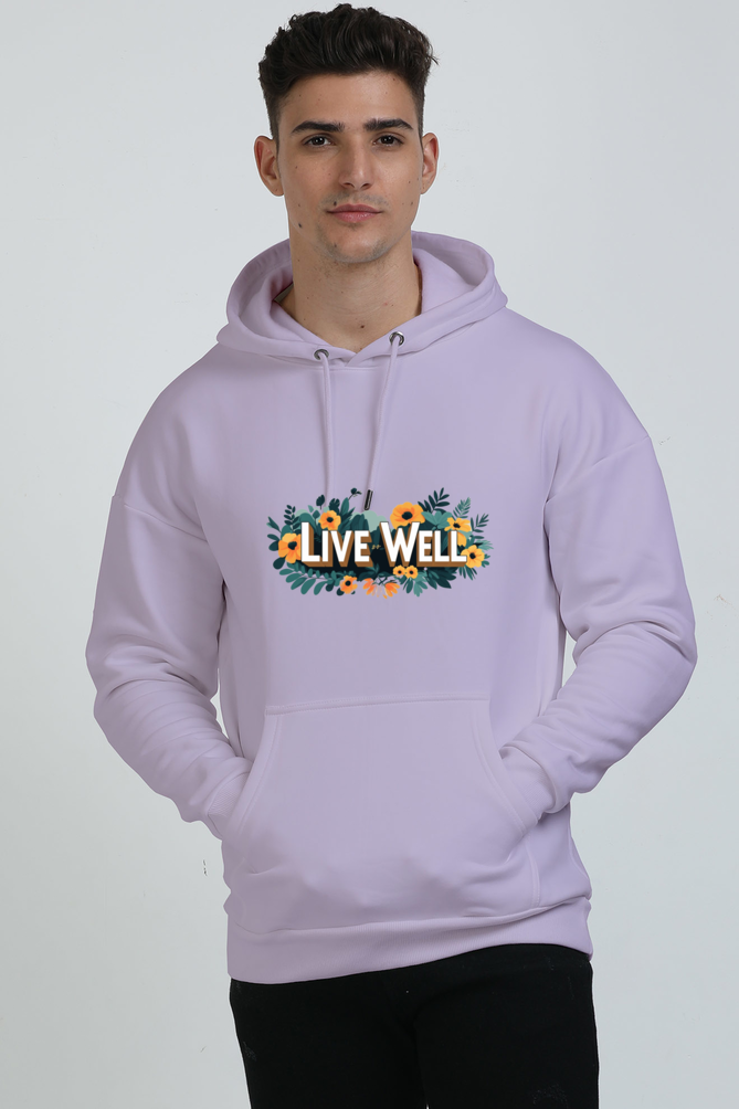 Live Well Printed Oversized Hooded Sweatshirt