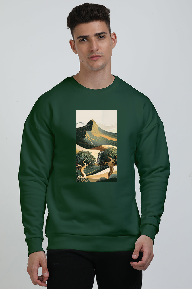 Tranquil Mediterranean Landscape Oversized Sweatshirt