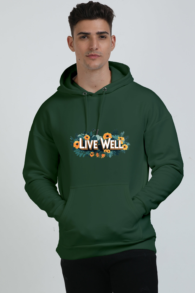 Live Well Printed Oversized Hooded Sweatshirt